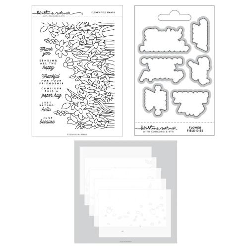 Concord & 9th - Flower Field Stamp Set (6 x 8), Dies and Stencil Bundle - Postage as per Actual