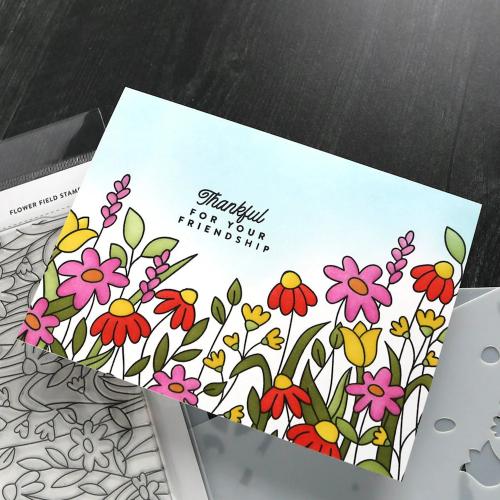 Concord & 9th - Flower Field Stamp Set (6 x 8), Dies and Stencil Bundle - Postage as per Actual