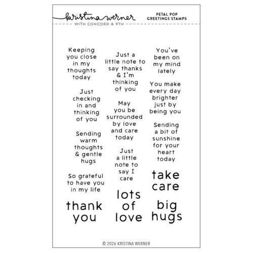Concord & 9th - Petal Pop Greetings Stamp Set (4 x 6), Dies & Stencil Bundle - Postage as per Actual