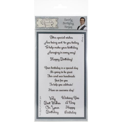 Sentimentally Yours By Phill Martin Clear Stamp Set Swirly Birthday Verses