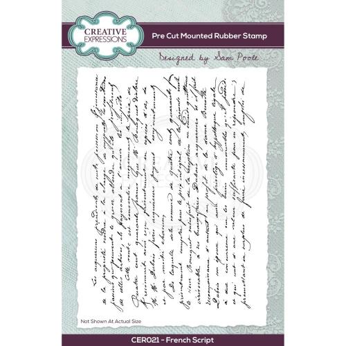 Creative Expressions Sam Poole French Script 4 in x 6 in Pre Cut Rubber Stamp