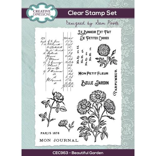 Creative Expressions Sam Poole Beautiful Garden 6 in x 8 in Clear Stamp Set