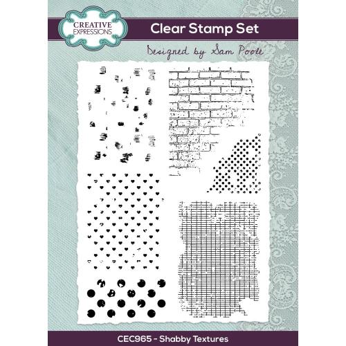 Creative Expressions Sam Poole Shabby Textures 6 in x 8 in Clear Stamp Set