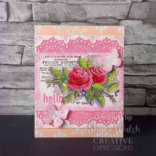 Creative Expressions Sam Poole French Rose 4 in x 6 in Clear Stamp Set