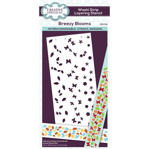 Creative Expressions Washi Strip Layering Stencil Breezy Blooms