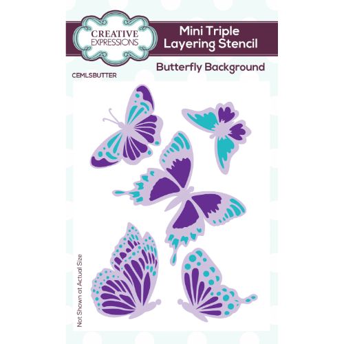 Creative Expressions Butterfly Background Mini Triple Layering Stencil 4 in x 3 in Set of 3