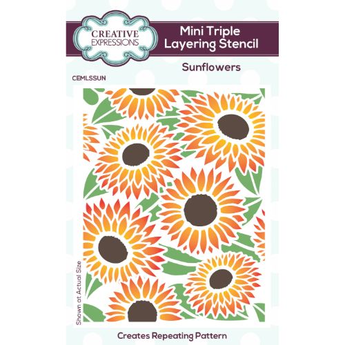 Creative Expressions Sunflowers Mini Triple Layering Stencil 4 in x 3 in Set of 3