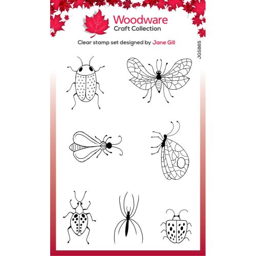Woodware Clear Singles Bug Doodles 4 in x 6 in Stamp Set