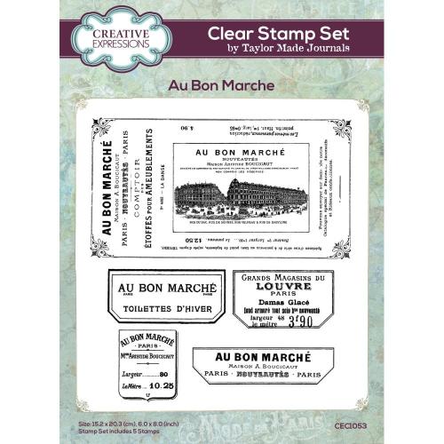 Creative Expressions Taylor Made Journals Au Bon Marche 6 in x 8 in Clear Stamp Set