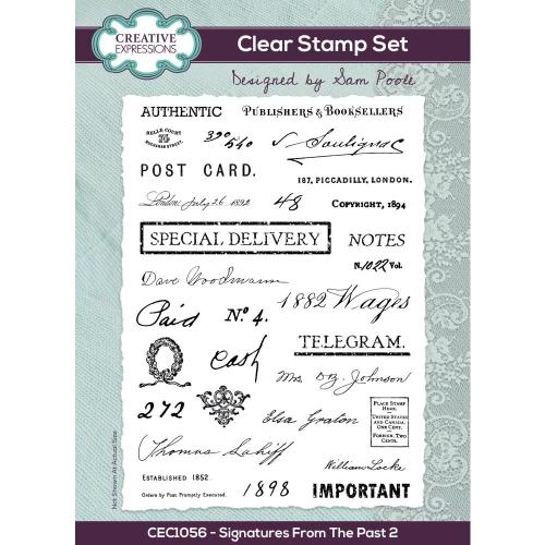 Creative Expressions Sam Poole Signatures From The Past 2 6 in x 8 in Clear Stamp Set