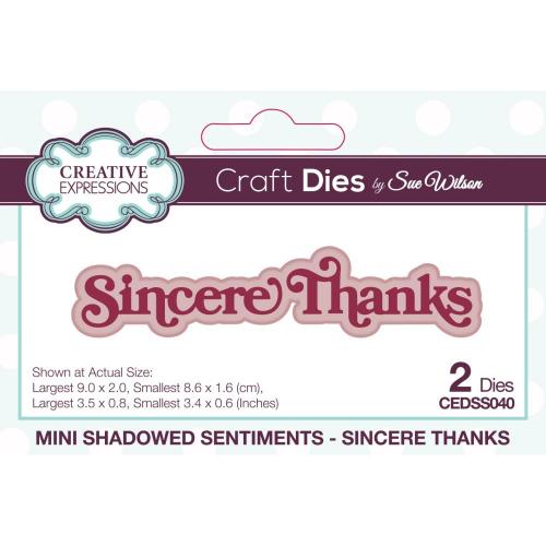 Creative Expressions Sue Wilson Mini Shadowed Sentiments Sincere Thanks Craft Die (CEDSS040)