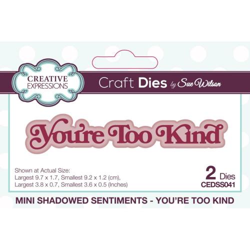 Creative Expressions Sue Wilson Mini Shadowed Sentiments You're Too Kind Craft Die (CEDSS041)