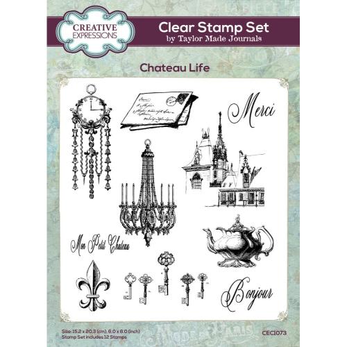 Creative Expressions Taylor Made Journals Chateau Life 6 in x 8 in Clear Stamp Set