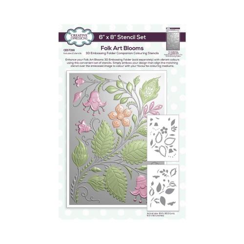 Creative Expressions Folk Art Blooms Companion Colouring Stencil 6 in x 8 in 2pk