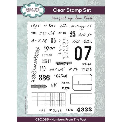 Creative Expressions Sam Poole Numbers From The Past 6 in x 8 in Clear Stamp Set