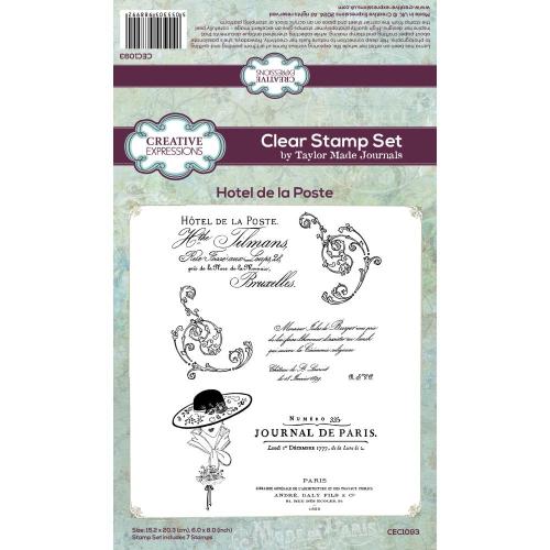 Creative Expressions Taylor Made Journals Hotel de la Poste 6 in x 8 in Clear Stamp Set