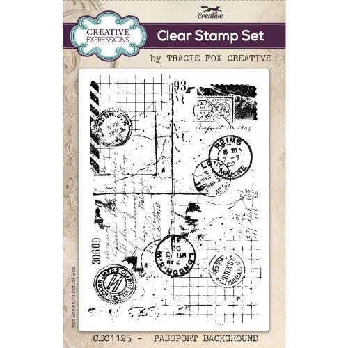 Creative Expressions Tracie Fox Passport Background 4 in x 6 in Clear Stamp Set