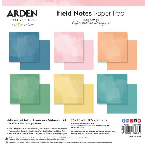 Arden Creative Studio Field Notes Solids 12x12 Inch Paper Pad (ACSPP0018) - Postage as per Actual