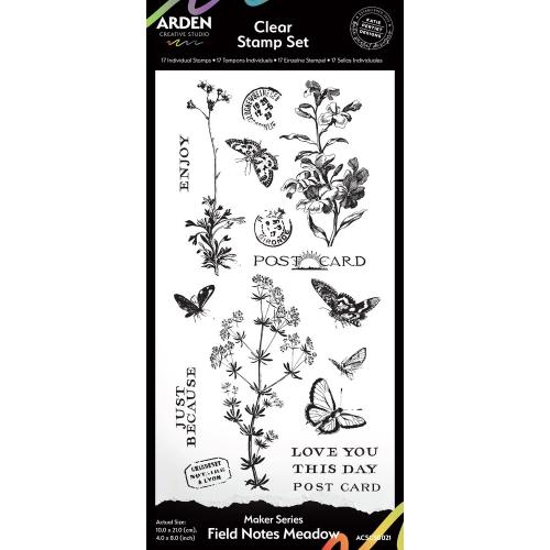 Arden Creative Studio Maker Series 4x8 Inch Clear Stamp Set Field Notes Meadow (ACSCS0021)