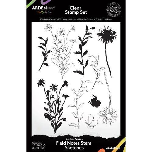 Arden Creative Studio Maker Series 6x8 Inch Clear Stamp Set Field Notes Stem Sketches (ACSCS0022)