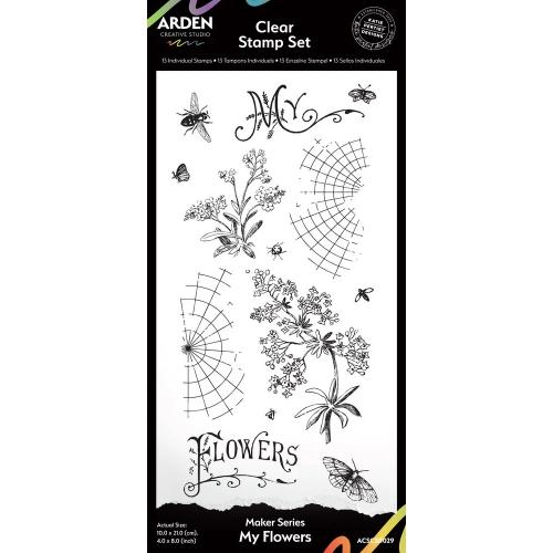 Arden Creative Studio Maker Series 4x8 Inch Clear Stamp Set My Flowers by Katie Pertiet (ACSCS0029)
