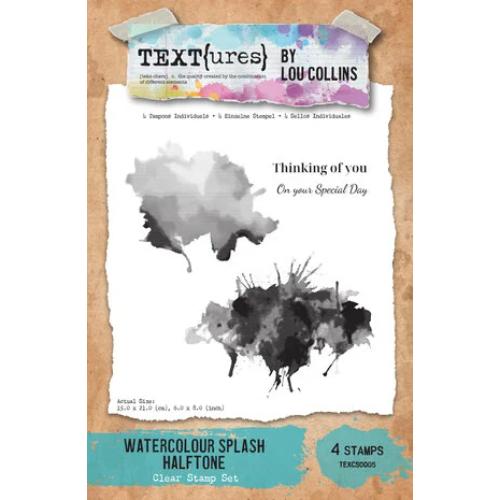 TEXT(ures) Dragonfly Dreams 6x8 Inch Clear Stamp Set Watercolour Splash Halftone by Lou Collins (TEXCS0005)