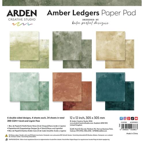 Arden Creative Studio Amber Ledgers 12x12 Inch Paper Pad Solids by Katie Pertiet (ACSPP0032) - Postage as per Actual