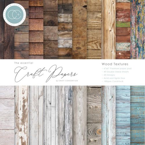 Craft Consortium Double-Sided Paper Pad 6"X6" 40/Pkg Wood Textures, 20 Designs