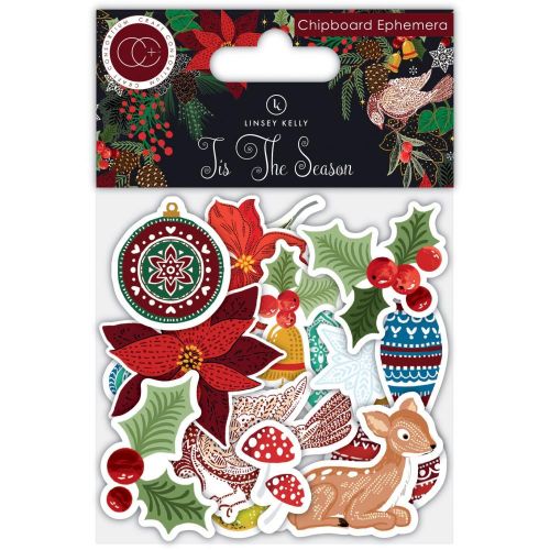 Craft Consortium Chipboard Ephemera 21/Pkg Tis The Season