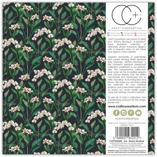 Craft Consortium Double-Sided Paper Pad 6"X6" 40/Pkg Botany Boutique
