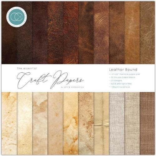 Craft Consortium Essential Craft Papers 12x12 Inch Paper Pad Leather Bound (CCEPAD035) - Postage as per Actual