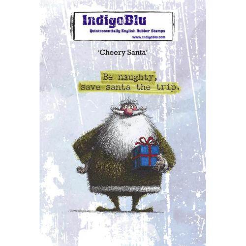 IndigoBlu Cheery Santa A6 Red Rubber Stamp (IND1577)