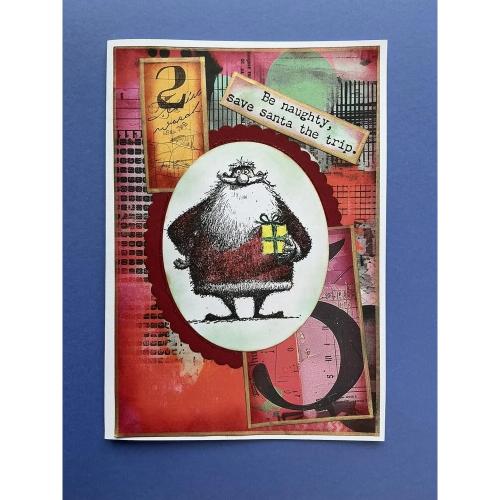 IndigoBlu Cheery Santa A6 Red Rubber Stamp (IND1577)