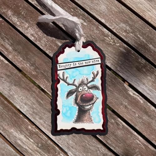 IndigoBlu Cheery Reindeer A6 Red Rubber Stamp (IND1578)