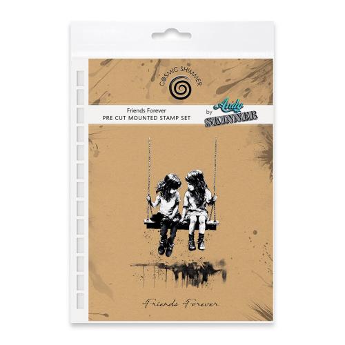 Andy Skinner Friends Forever 3.5 in x 5.25 in Pre Cut Rubber Stamp