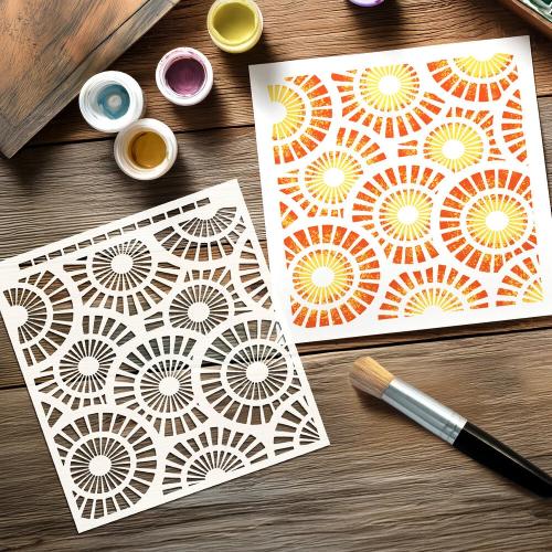 Katy Sue Designs Andy Skinner 8x8 Inch Mixed Media Stencil Spiral Burst (08-0003-AS)