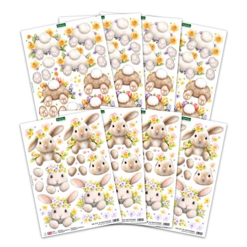 Katy Sue Designs Bunny Kisses & Fluffy Tails 3D Die-Cut Decoupage (8pcs) (11-DCD745)