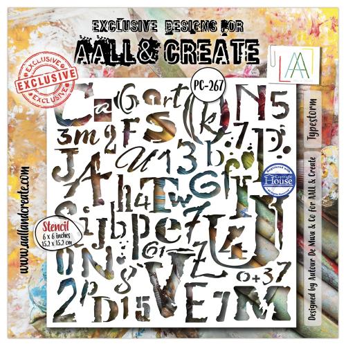 Aall and Create Typestorm Mathpunk 6x6 Inch Stencil Typestorm by Autour De Mwa & Co (AALL-PC-267)