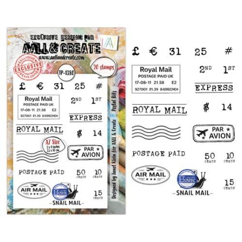Aall and Create Post & Ink A7 Stamp Sets Postal Bits by Janet Klein (AALL-TP-1380)