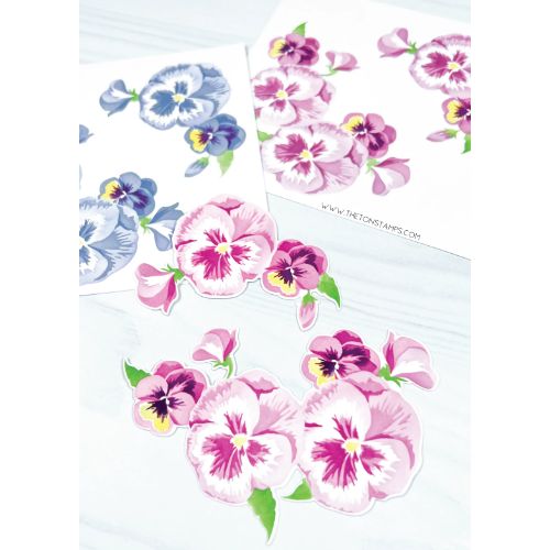 The Ton Stamps - Bright Pansies Clusters Layering Stencils