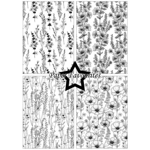 Paper Favourites Black & White Floral A5 Paper Pack (PFA225)