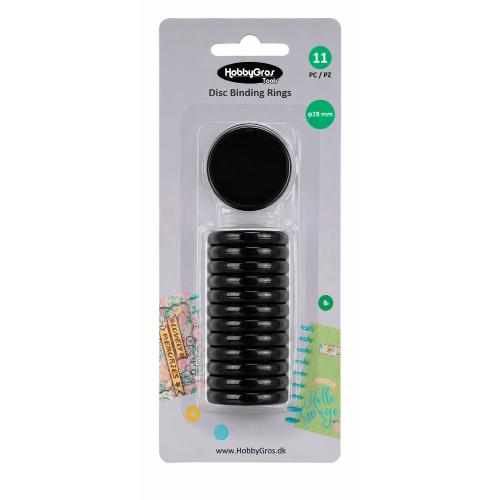 Hobbygros Disc Binding Rings Black 28mm (11pcs) (HGT051)