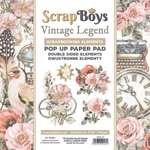 ScrapBoys Vintage Legend 6x6 Inch Pop Up Paper Pad