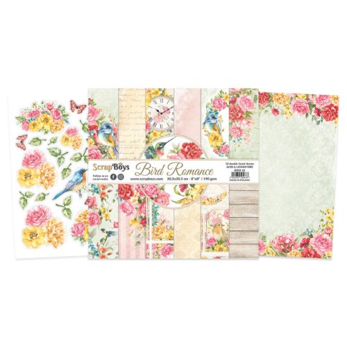ScrapBoys Bird Romance 8x8 Inch Paper Pad
