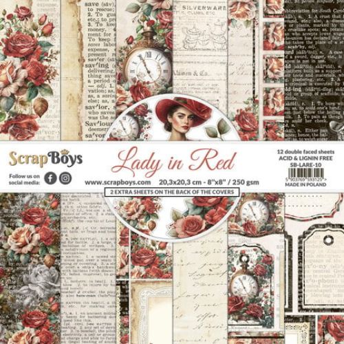 ScrapBoys Lady in Red 8x8 Inch Paper Pad