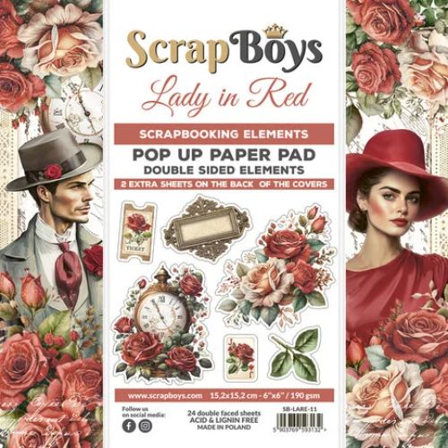 ScrapBoys Lady in Red 6x6 Inch Pop Up Paper Pad
