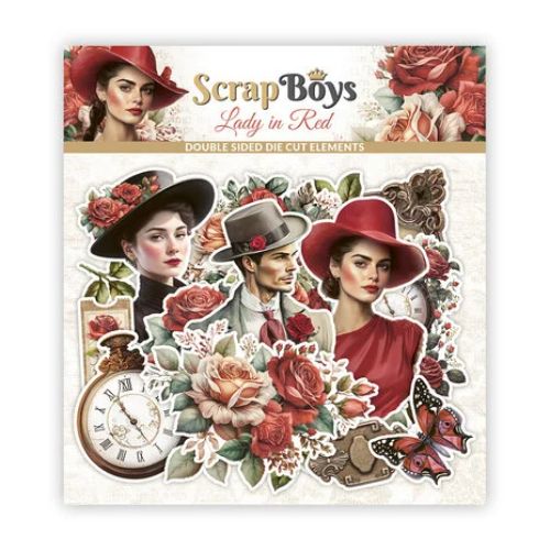 ScrapBoys Lady in Red Double Sided Die Cut Elements 51 pcs