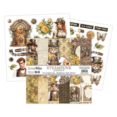 ScrapBoys Steampunk Journey 8x8 Inch Paper Pad (SB-STJO-10)