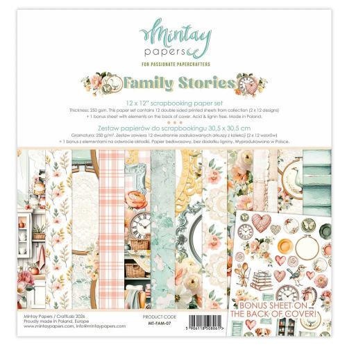 Mintay Family Stories 12x12 Inch Scrapbooking Paper Set (MT-FAM-07) - Postage as per Actual