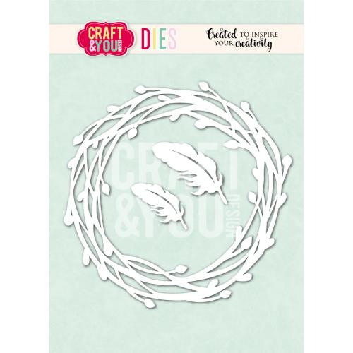 Craft & You Design Willow Wreath with Feathers Dies (CW407)